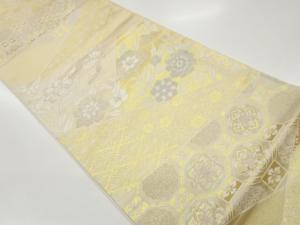 切り嵌め風花鳥に古典柄模様織出し袋帯